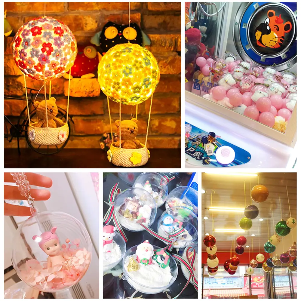 10-80pcs Christmas Transparent Open Plastic Ball Hanging Clear Fillable Plastic Ball Christmas Decorations Xmas Tree Ornaments