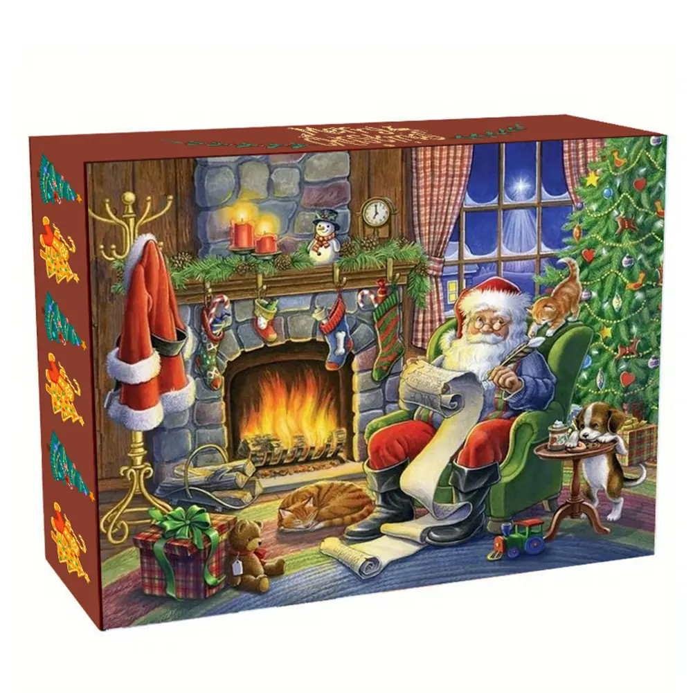 12PCS Acrylic Diamond Painting Christmas Advent Ornament Festival Themed Diamond Painting Gift Box Xmas Christmas Decorations