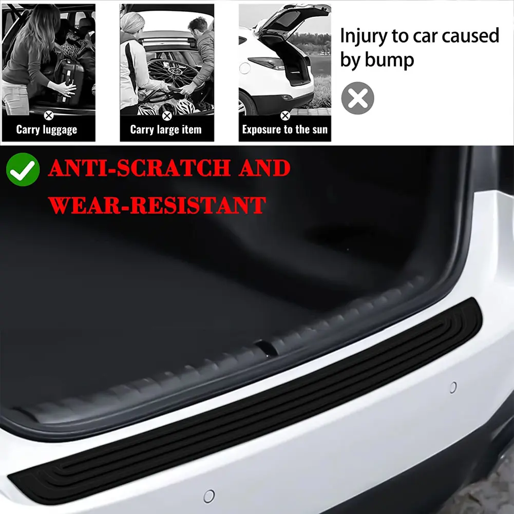 Car Trunk Door Sill Plate Protector Anti-Scratch Rubber Mouldings Pad Trim Cover Strip Car Rear Bumper Guard Plate Cover Trim