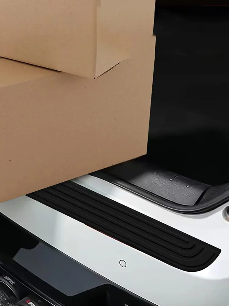 Car Trunk Door Sill Plate Protector Anti-Scratch Rubber Mouldings Pad Trim Cover Strip Car Rear Bumper Guard Plate Cover Trim