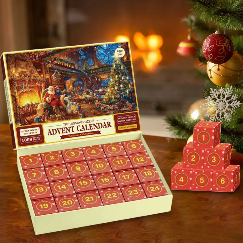2024 Christmas Jigsaw Puzzles Advent Calendar 24 Days Christmas Countdown Advent Calendar Box Gifts Xmas Festival Party Supplies
