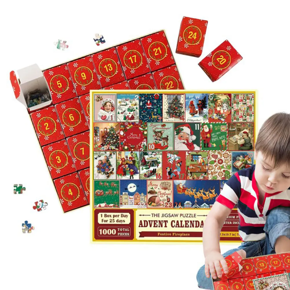 2024 Christmas Jigsaw Puzzles Advent Calendar 24 Days Christmas Countdown Advent Calendar Box Gifts Xmas Festival Party Supplies