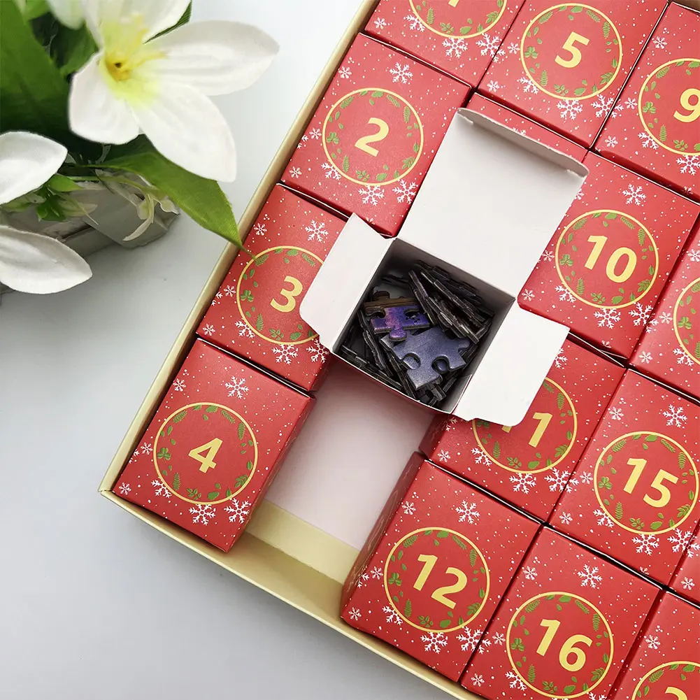 2024 Christmas Jigsaw Puzzles Advent Calendar 24 Days Christmas Countdown Advent Calendar Box Gifts Xmas Festival Party Supplies