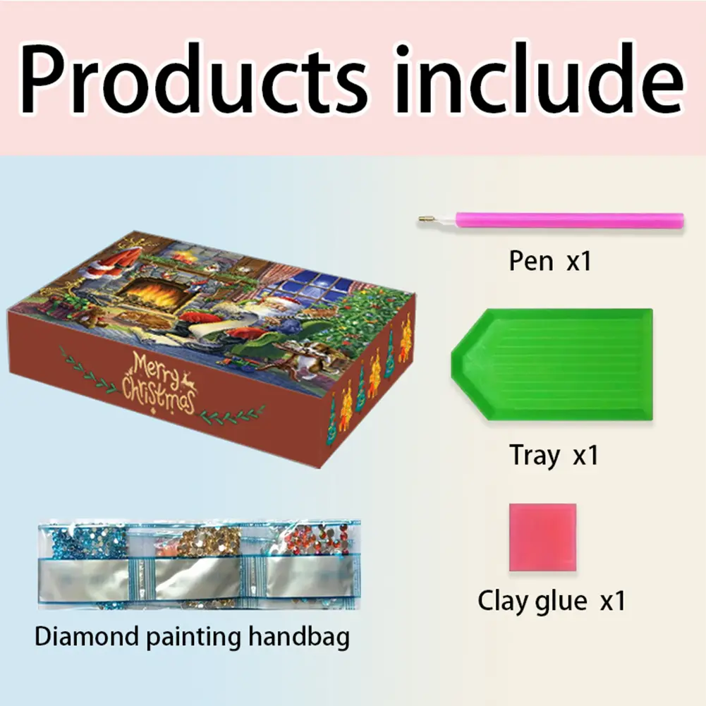 12PCS Acrylic Diamond Painting Christmas Advent Ornament Festival Themed Diamond Painting Gift Box Xmas Christmas Decorations