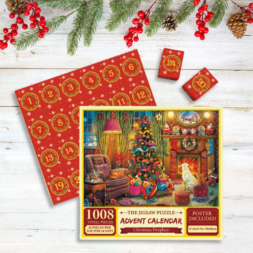 2024 Christmas Jigsaw Puzzles Advent Calendar 24 Days Christmas Countdown Advent Calendar Box Gifts Xmas Festival Party Supplies
