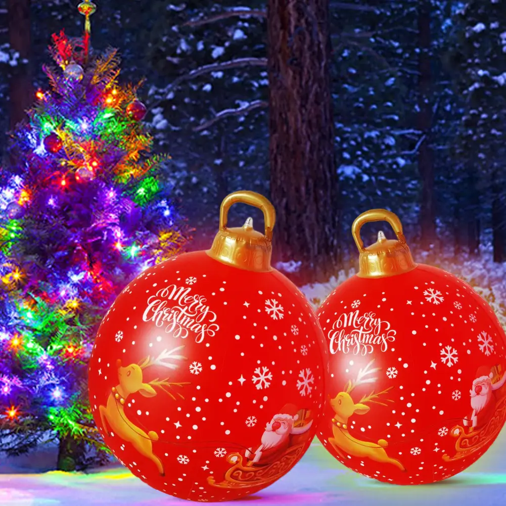 PVC Inflatable Christmas Ball Light Up Inflatable Balls with Remote Christmas Decorations 2024 Garden Party Xmas Tree Ornaments