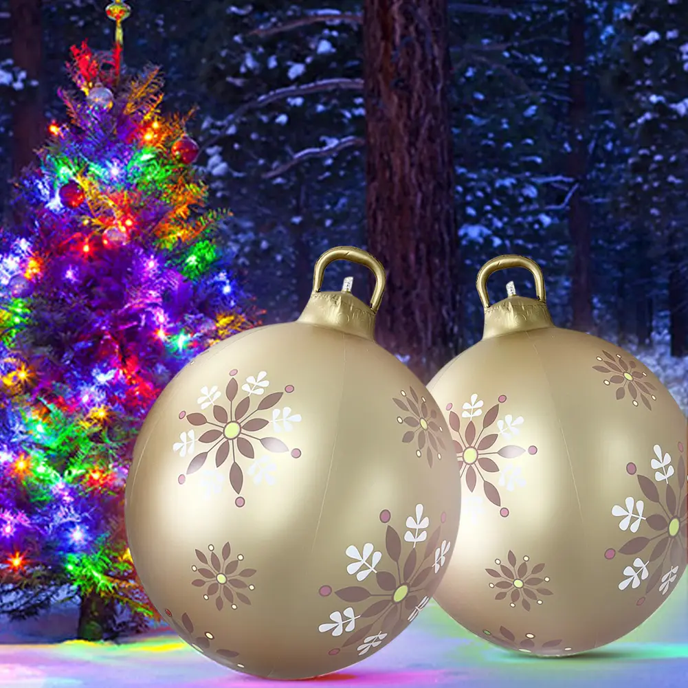 PVC Inflatable Christmas Ball Light Up Inflatable Balls with Remote Christmas Decorations 2024 Garden Party Xmas Tree Ornaments