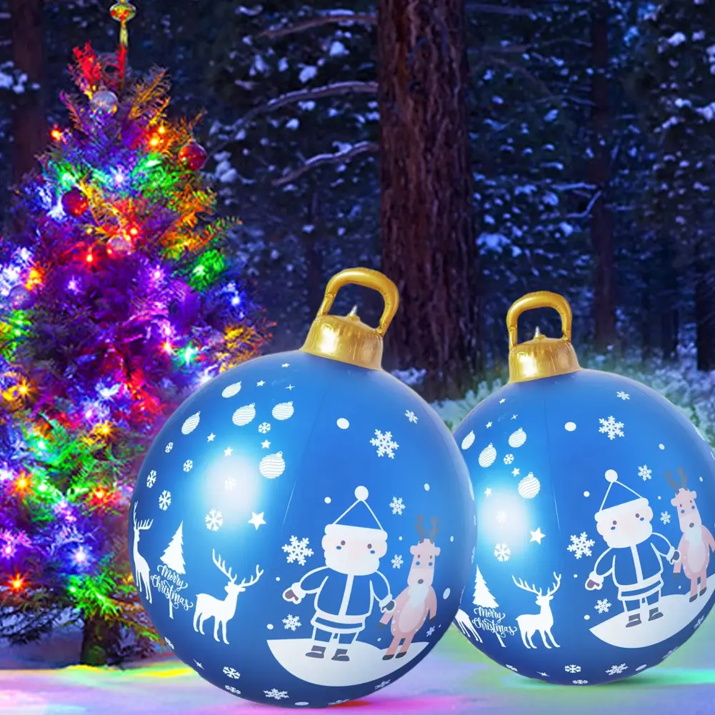 PVC Inflatable Christmas Ball Light Up Inflatable Balls with Remote Christmas Decorations 2024 Garden Party Xmas Tree Ornaments