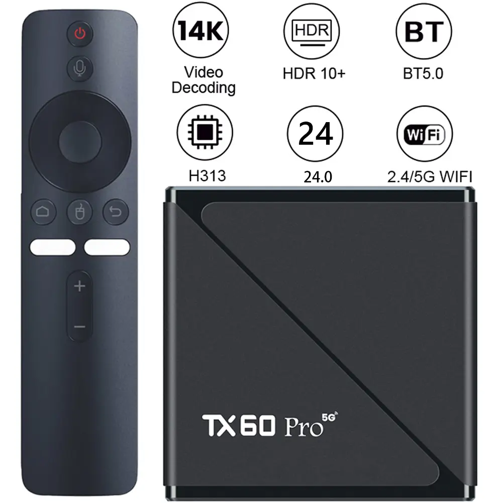 TV Box Android 24 16GB 256GB Media Player 14K 2.4G/5G Dual WiFi Set Top Box with Remote Android Box