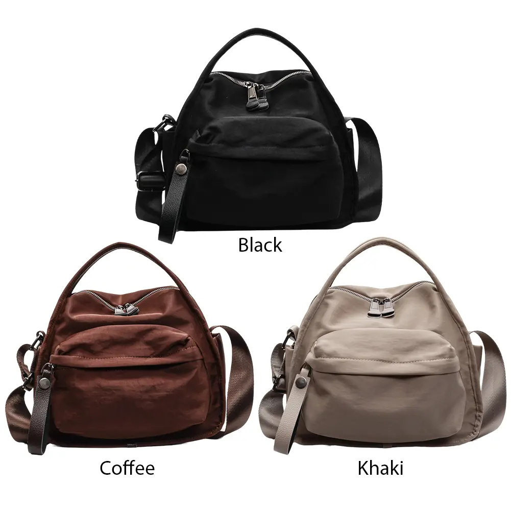 Women Lightweight Sling Bag Solid Color Casual Crossbody Bag Zipper Closure Versatile Shoulder Bag Travel Shopping Work Date Bag