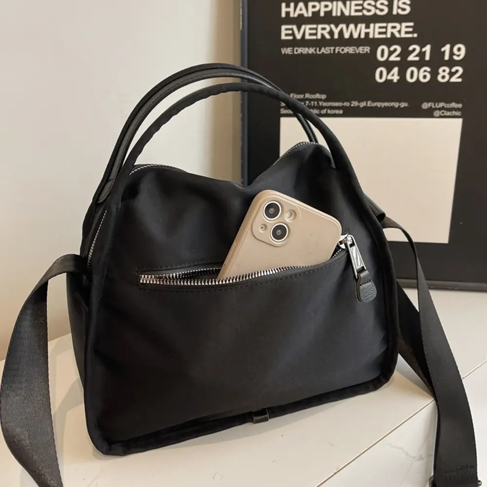 Women Lightweight Sling Bag Solid Color Casual Crossbody Bag Zipper Closure Versatile Shoulder Bag Travel Shopping Work Date Bag