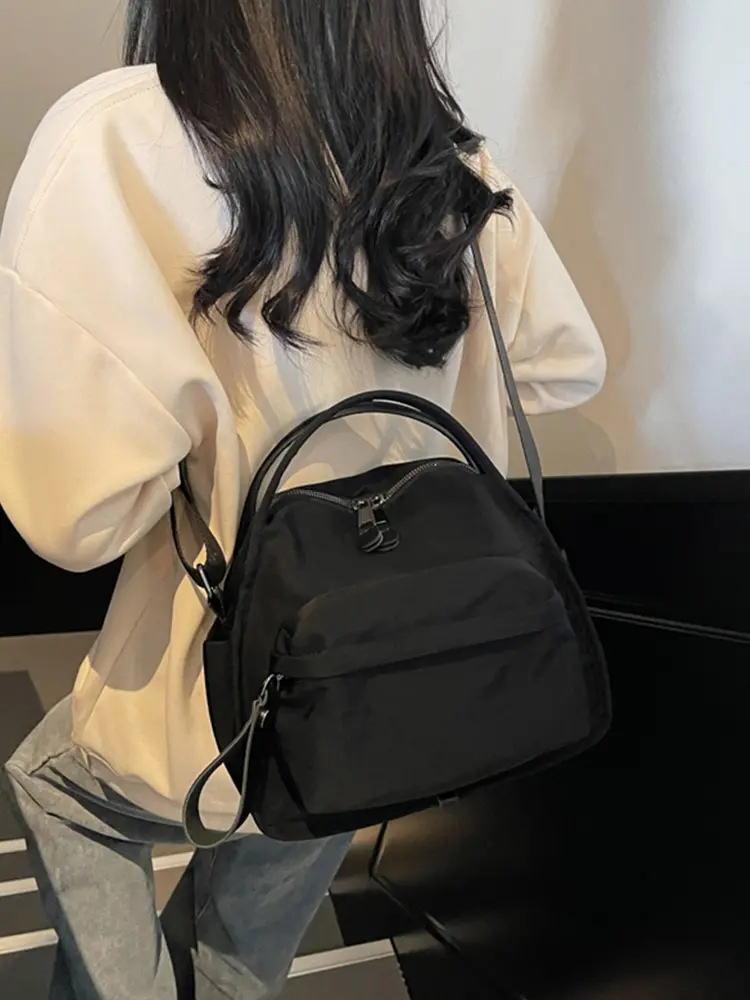 Women Lightweight Sling Bag Solid Color Casual Crossbody Bag Zipper Closure Versatile Shoulder Bag Travel Shopping Work Date Bag
