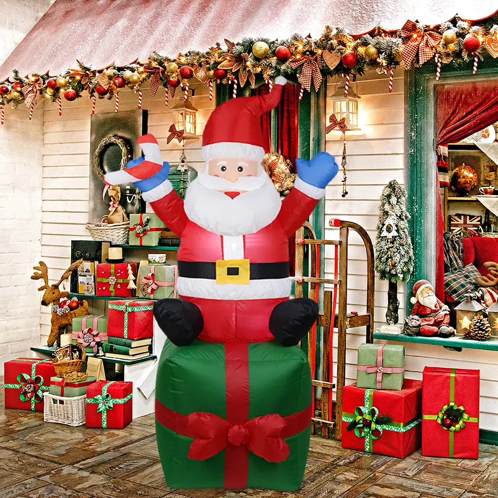 Christmas Decoration Glowing Snowman Santa Claus Inflatable Toy with LED Lights Outdoor Xmas Party Decor Christmas Decoration