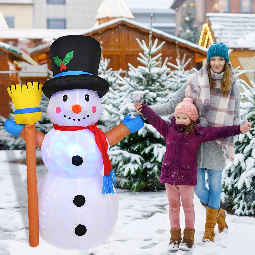 Christmas Decoration Glowing Snowman Santa Claus Inflatable Toy with LED Lights Outdoor Xmas Party Decor Christmas Decoration