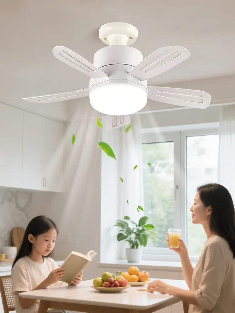 2 In 1 Hanging Fan with LED Light Remote Control Universal Dimming Fan E27 Socket Modern Smart Cool Fan for Home Outdoor