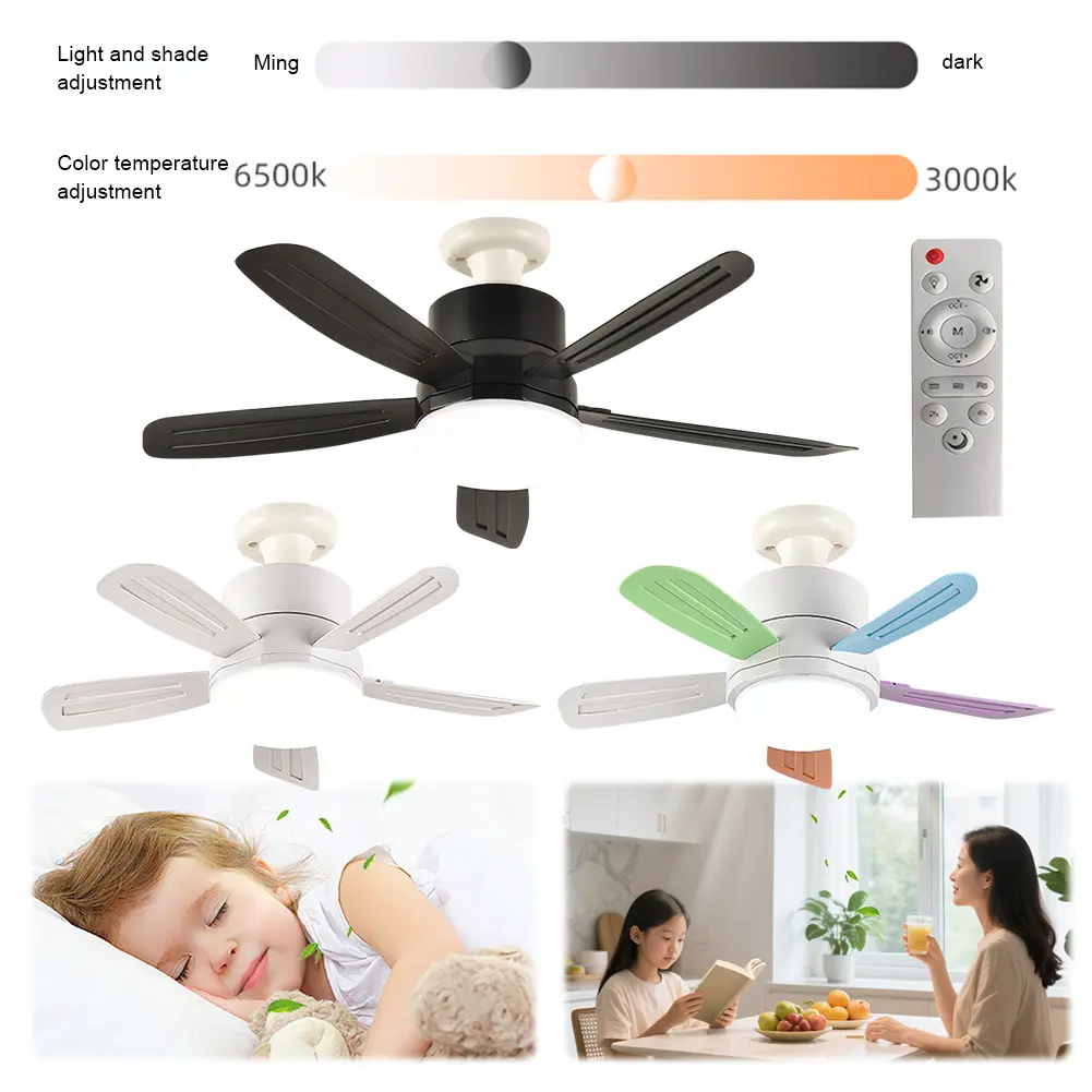 2 In 1 Hanging Fan with LED Light Remote Control Universal Dimming Fan E27 Socket Modern Smart Cool Fan for Home Outdoor