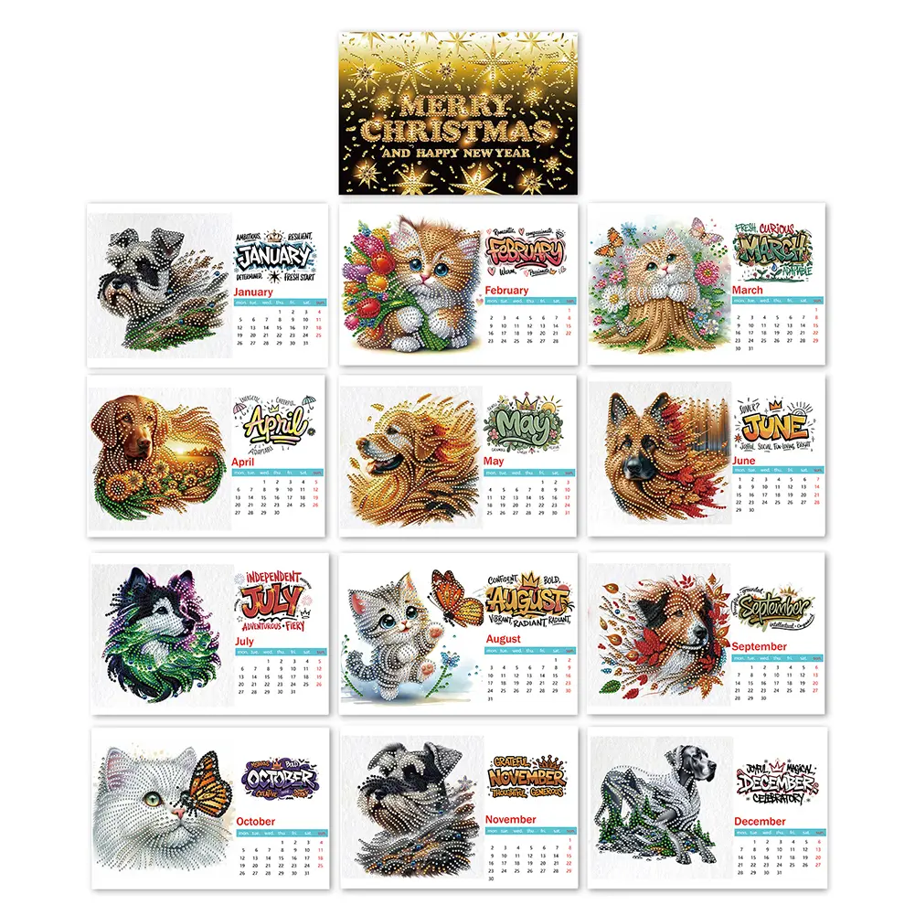 2026 Calendar Diamond Painting Kit with Irregular Shaped Diamonds for Living Room Bedroom Office Desk Gift Giving