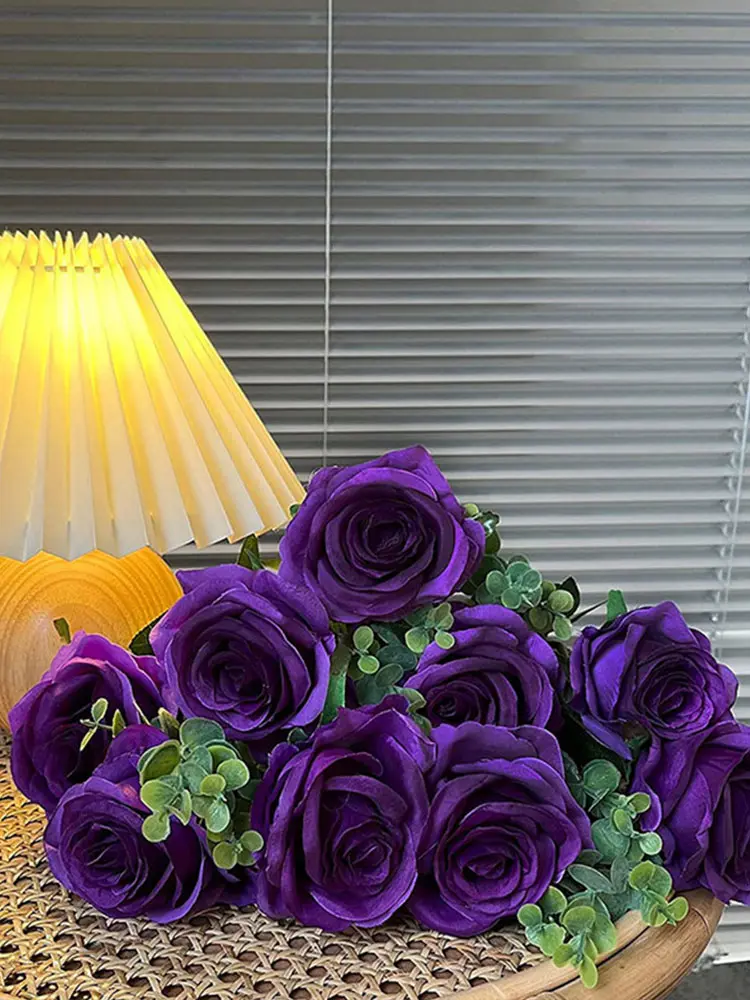 10pcs Artificial Flowers with Faux Stems Artificial Silk Roses Floral Wedding Bouquet for Wedding Centerpiece Home Party Decor