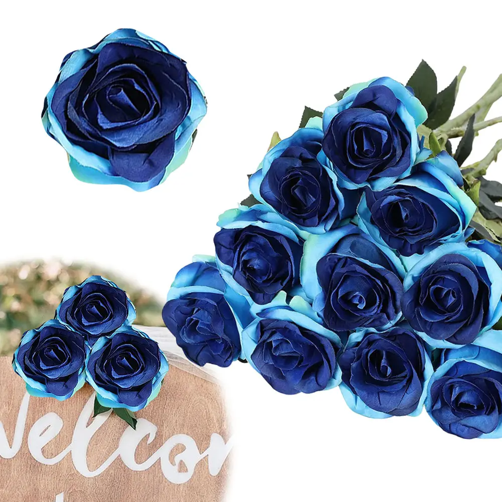 10pcs Artificial Flowers with Faux Stems Artificial Silk Roses Floral Wedding Bouquet for Wedding Centerpiece Home Party Decor