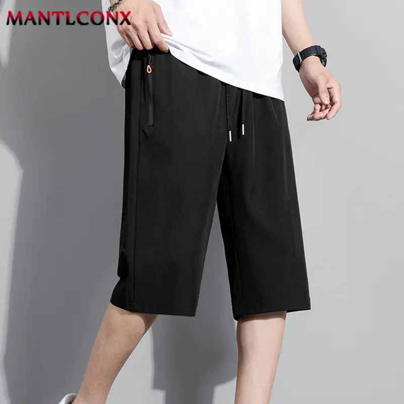 New Fashion Sports Shorts Men Elastic Waist Shorts Male Breathable Quick Dry Comfortable Men's Short Pants Men Bottom Black XXXL