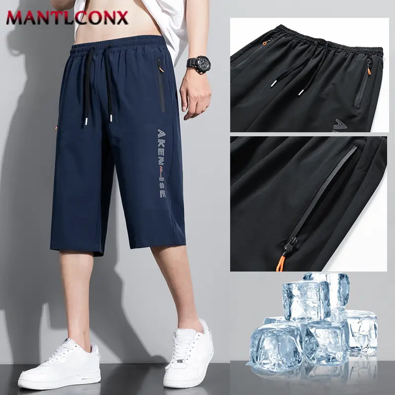 New Fashion Sports Shorts Men Elastic Waist Shorts Male Breathable Quick Dry Comfortable Men's Short Pants Men Bottom Black XXXL