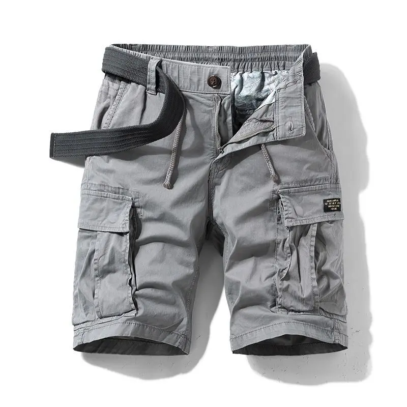 Men's Casual Loose Cotton Work orts American Retro Sle Five-Quarter Length Youth Faion Summer Apparel Straight Leg Fit