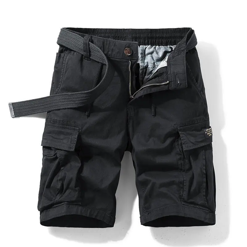 Men's Casual Loose Cotton Work orts American Retro Sle Five-Quarter Length Youth Faion Summer Apparel Straight Leg Fit