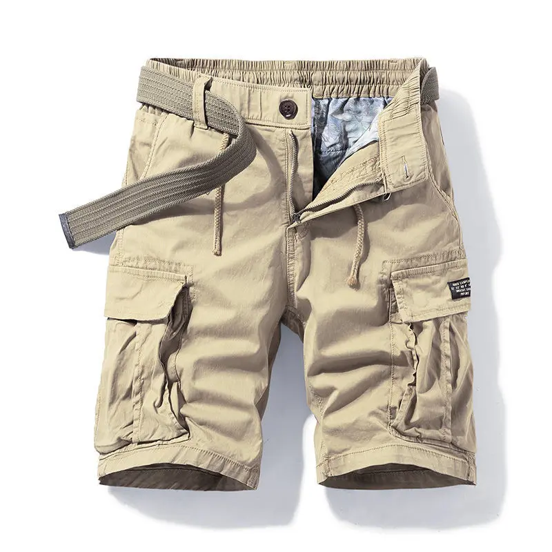 Men's Casual Loose Cotton Work orts American Retro Sle Five-Quarter Length Youth Faion Summer Apparel Straight Leg Fit