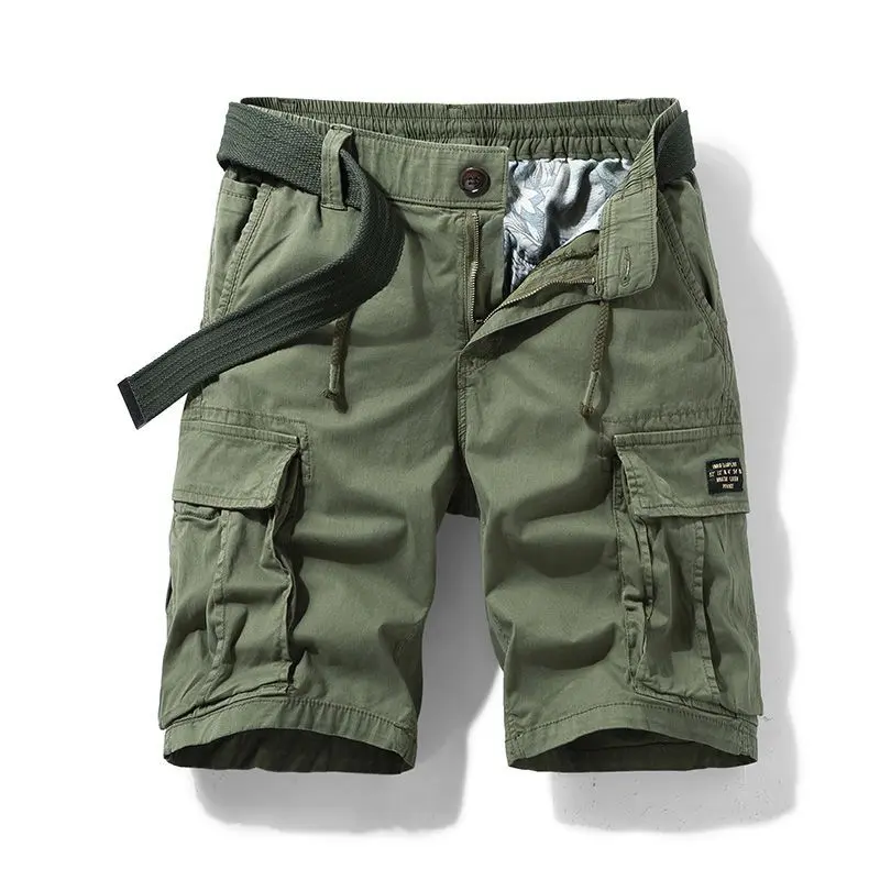 Men's Casual Loose Cotton Work orts American Retro Sle Five-Quarter Length Youth Faion Summer Apparel Straight Leg Fit