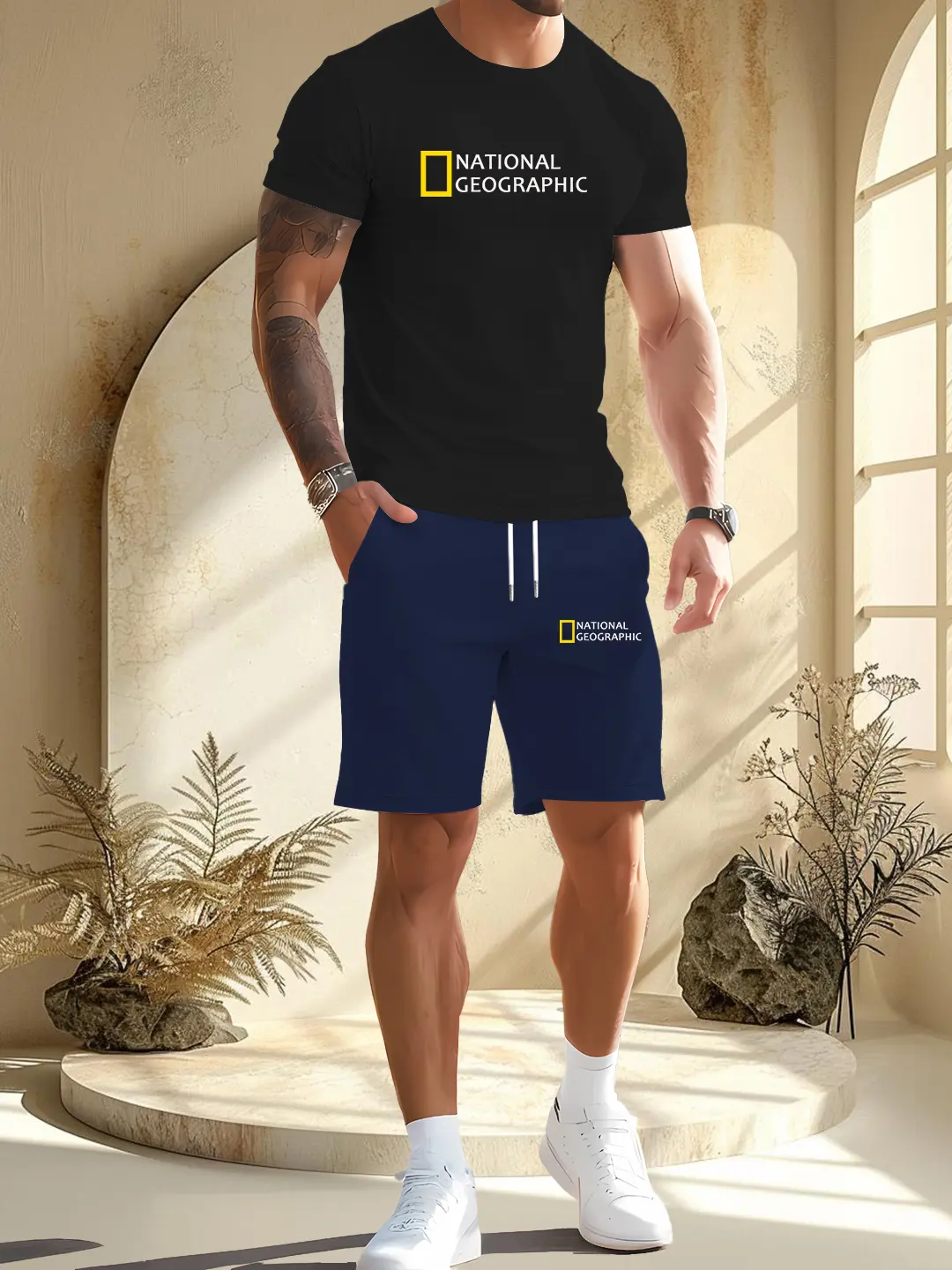 2025 New Fashionable Men's Outdoor Set, Short Sleeve Shorts, Comfortable and Breathable Material
