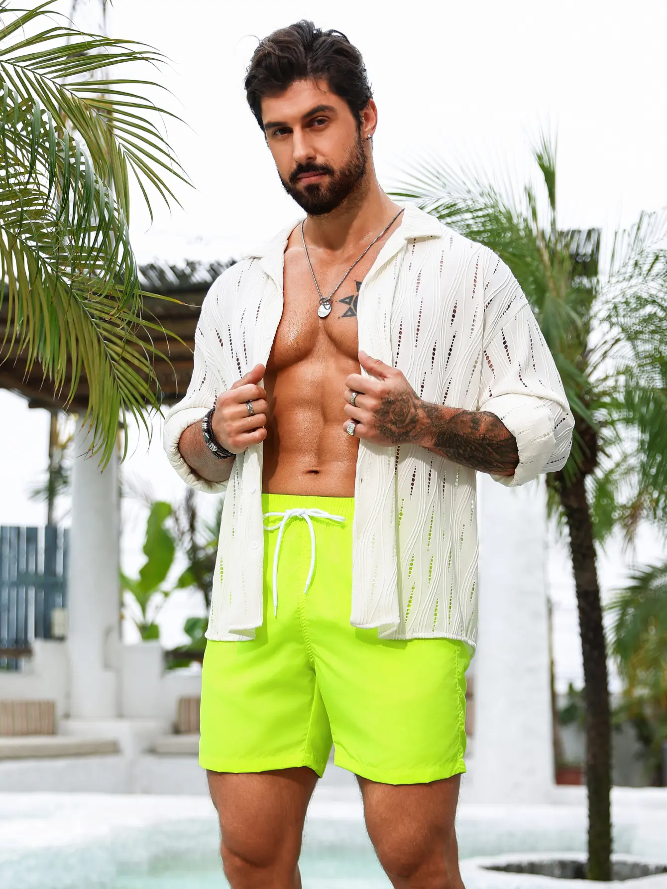 Summer holiday fluorescent coloured beach shorts shorts
