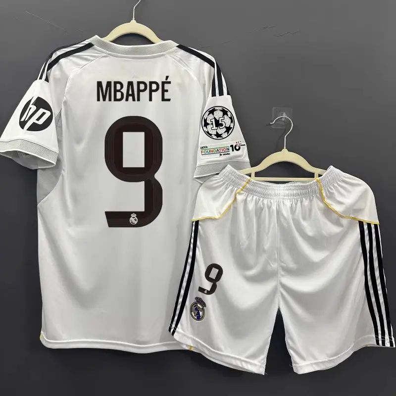 Summer new 3D printing Real Madrid home football jersey set for men and women, quick-drying T-shirt for the 2526 season
