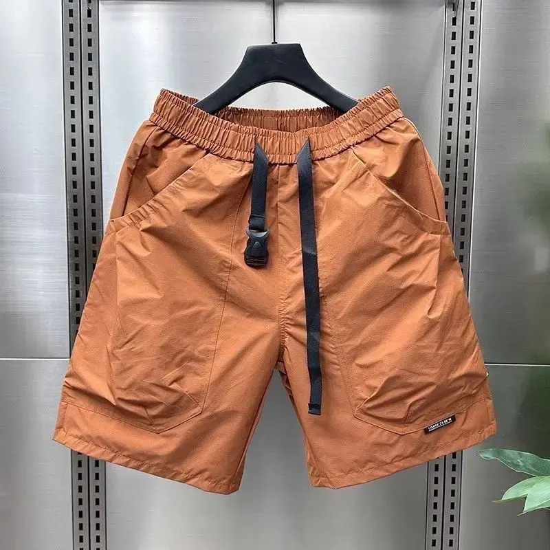 2025 Men's Large Pocket Waistband Work Shorts Summer Thin New Loose Straight Half Middle Pants