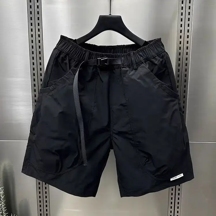 2025 Men's Large Pocket Waistband Work Shorts Summer Thin New Loose Straight Half Middle Pants