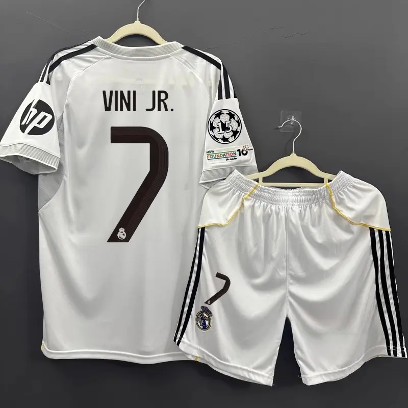 Summer new 3D printing Real Madrid home football jersey set for men and women, quick-drying T-shirt for the 2526 season