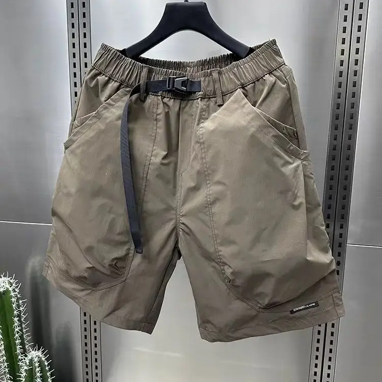 2025 Men's Large Pocket Waistband Work Shorts Summer Thin New Loose Straight Half Middle Pants
