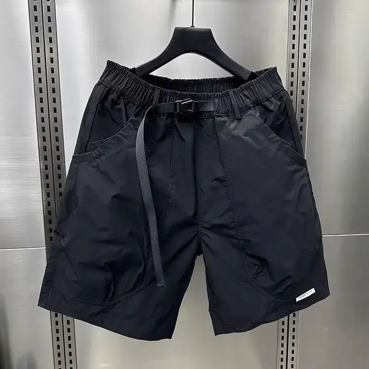 2025 Men's Large Pocket Waistband Work Shorts Summer Thin New Loose Straight Half Middle Pants