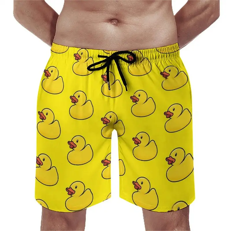 New Funny Duck Pattern 3D Print Beach Shorts Men's Hawaiian Swimsuits Surfing Vacation Board Pants Swimming Trunks Kids Clothing