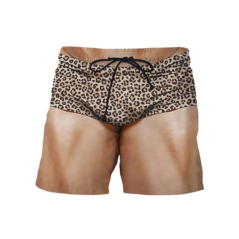 New Summer Hawaiian Funny Beach Shorts Leopard 3D Print Men Women Fake Trunks Surfing Board Shorts Swimwear Kid Men's Clothing