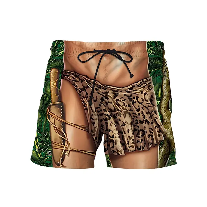 New Summer Hawaiian Funny Beach Shorts Leopard 3D Print Men Women Fake Trunks Surfing Board Shorts Swimwear Kid Men's Clothing