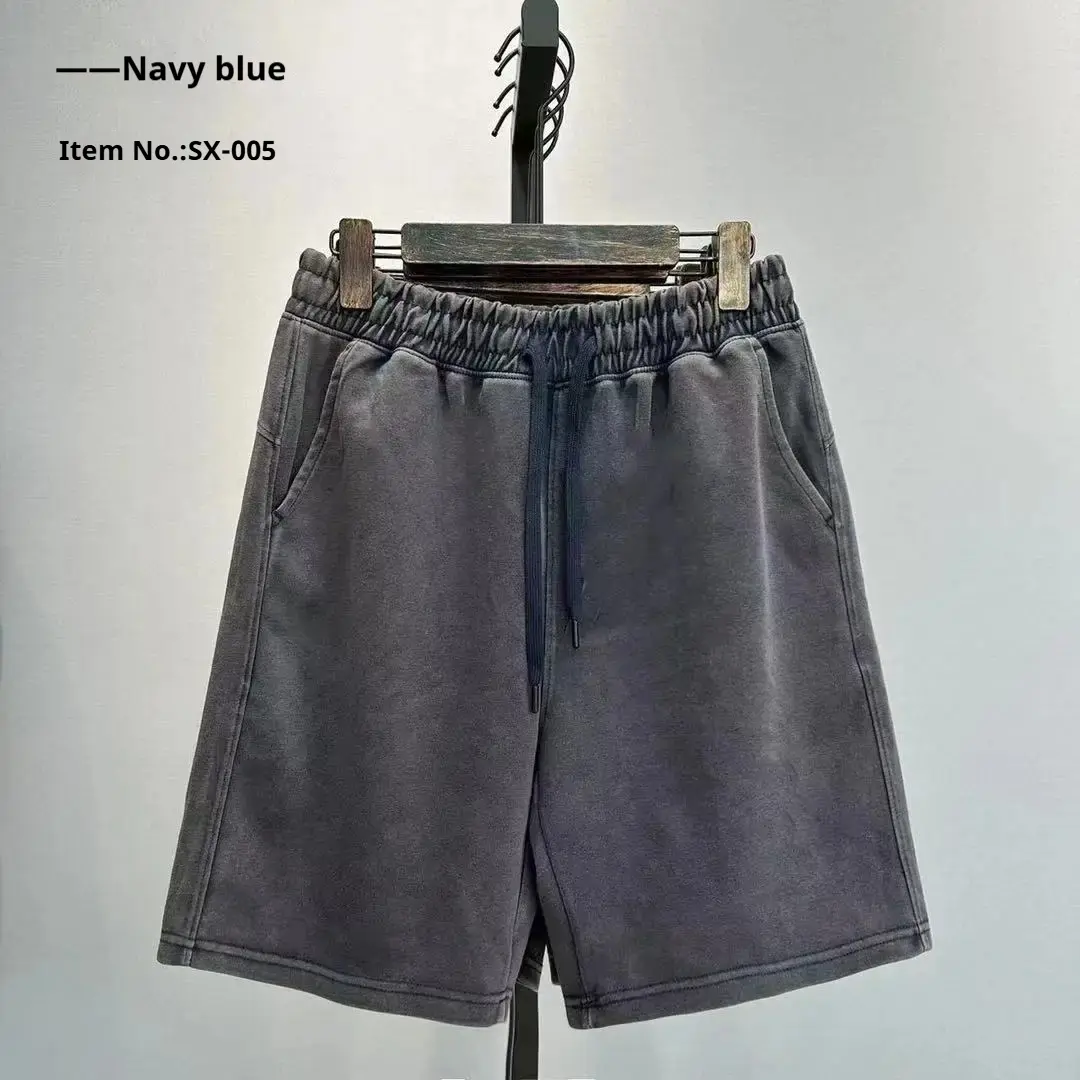 2025 Men's Casual Worn-out Washed Shorts for Spring and Summer Loose Solid Color Fashionable Streetwear Simple and Trendy