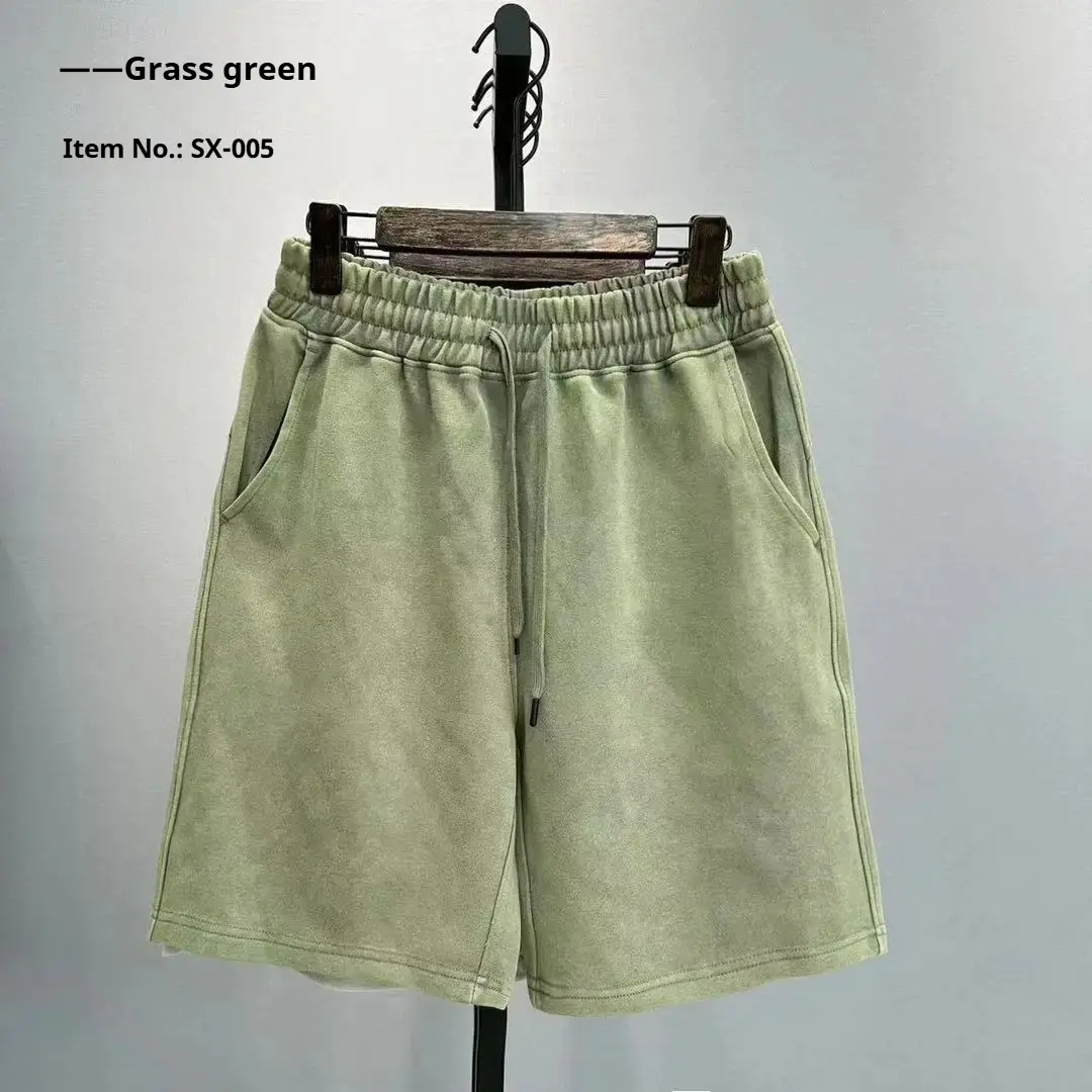 2025 Men's Casual Worn-out Washed Shorts for Spring and Summer Loose Solid Color Fashionable Streetwear Simple and Trendy