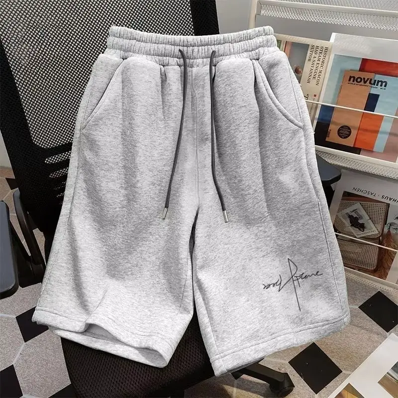 2025 New American Street Summer Trend Sports Cotton Shorts Casual Versatile Straight Pants Loose Drawstring Shorts Unisex