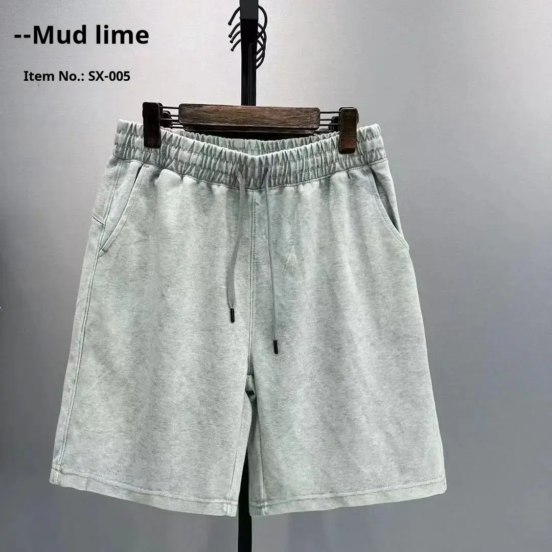 2025 Men's Casual Worn-out Washed Shorts for Spring and Summer Loose Solid Color Fashionable Streetwear Simple and Trendy