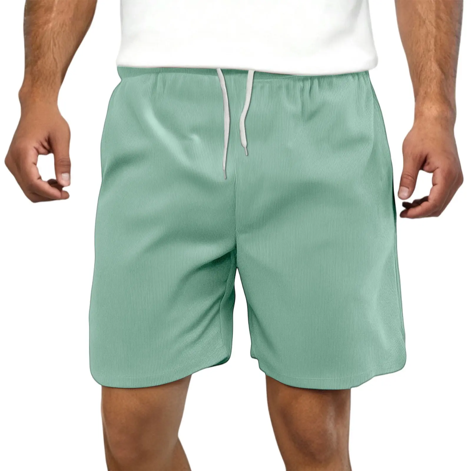 2025 Men's Corduroy Casual Shorts - Summer Style Casual Shorts, Elastic Waist, Fitness & Work Shorts, Solid Color Shorts S-4XL