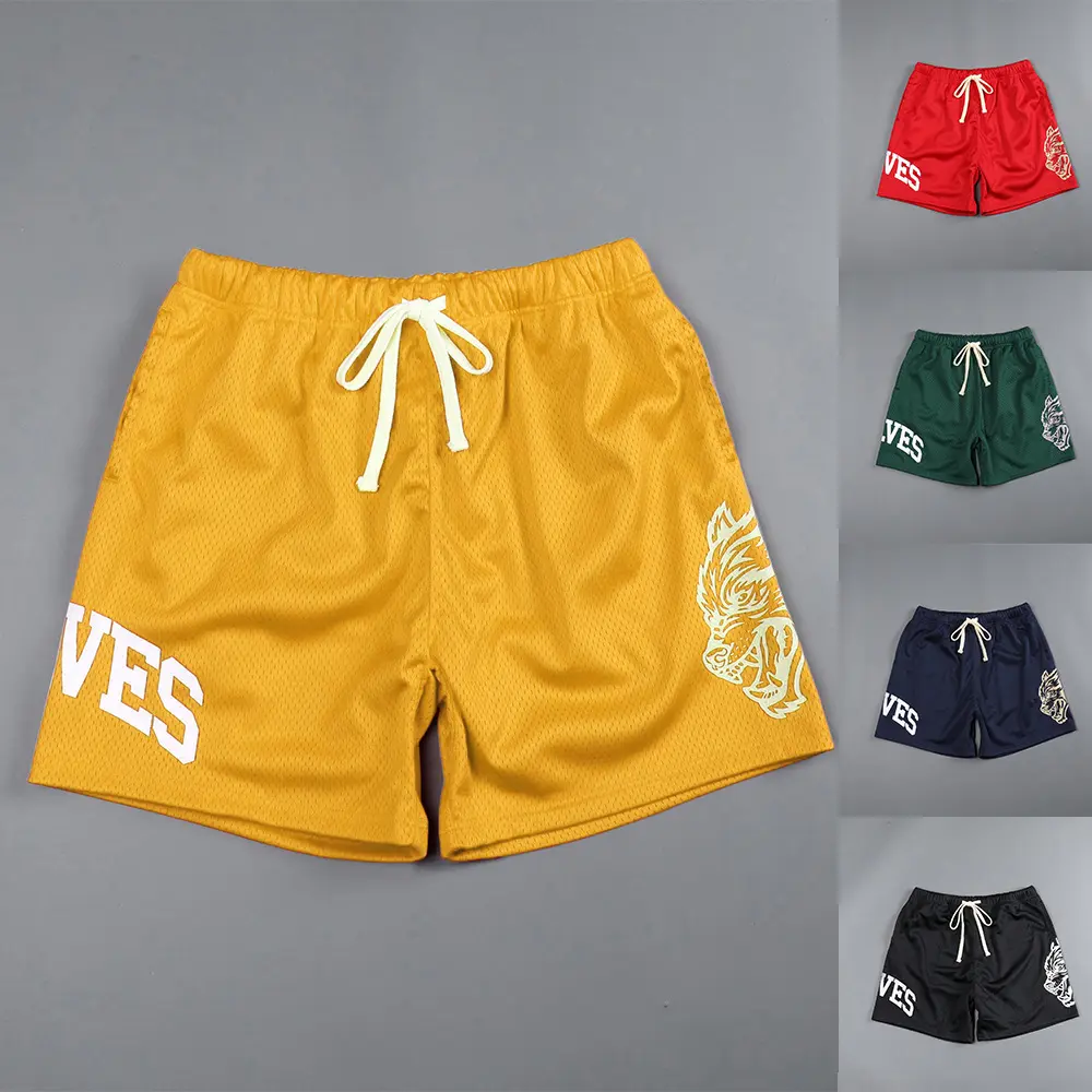 Men Fitness Bodybuilding Shorts Man Summer Gyms Workout Male Breathable Mesh Quick-drying Sportswear Jogger Beach Short Pants