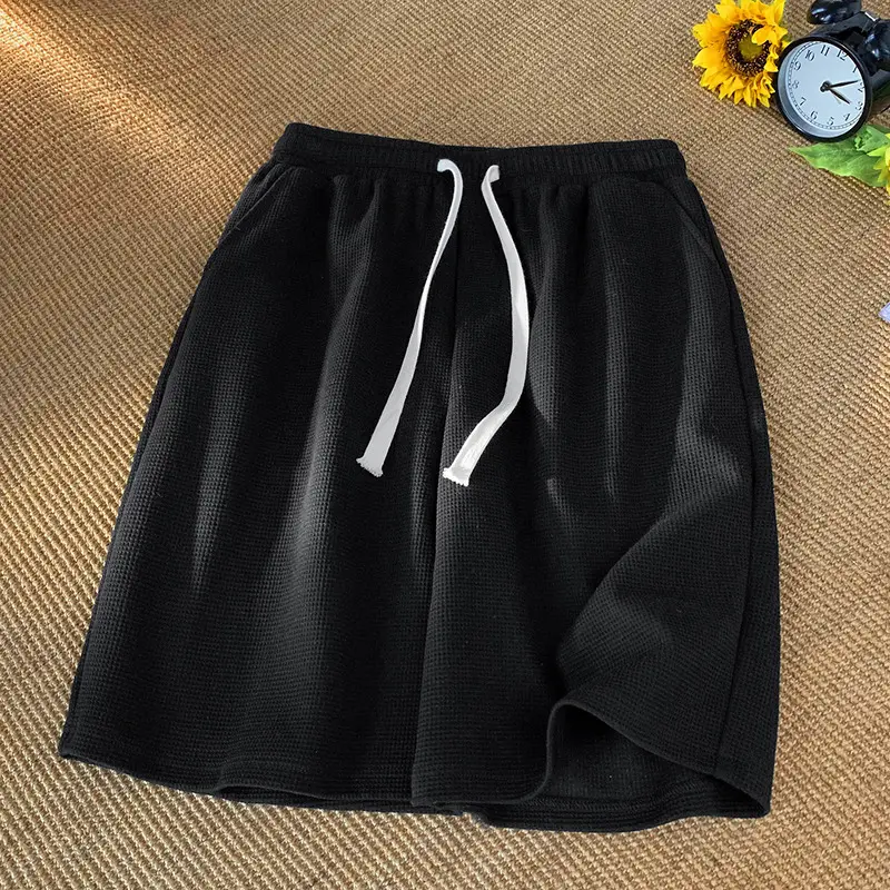 Men's Fashion Shorts New Brand Casual Waffle Luxury Loose Trunks Multi Colors Male Knee Streetwear Korean Style shorts