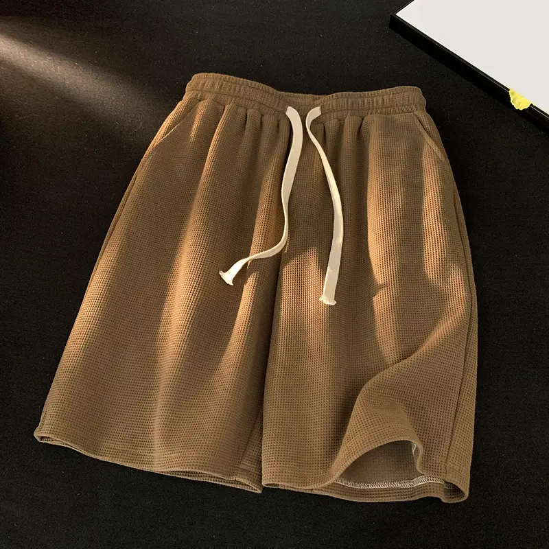 Men's Fashion Shorts New Brand Casual Waffle Luxury Loose Trunks Multi Colors Male Knee Streetwear Korean Style shorts