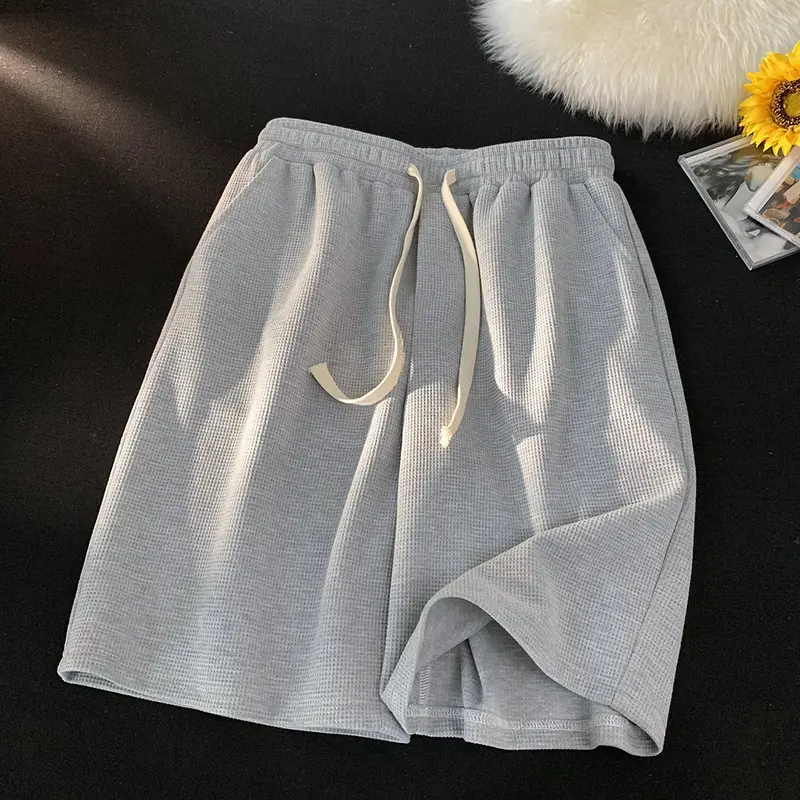 Men's Fashion Shorts New Brand Casual Waffle Luxury Loose Trunks Multi Colors Male Knee Streetwear Korean Style shorts