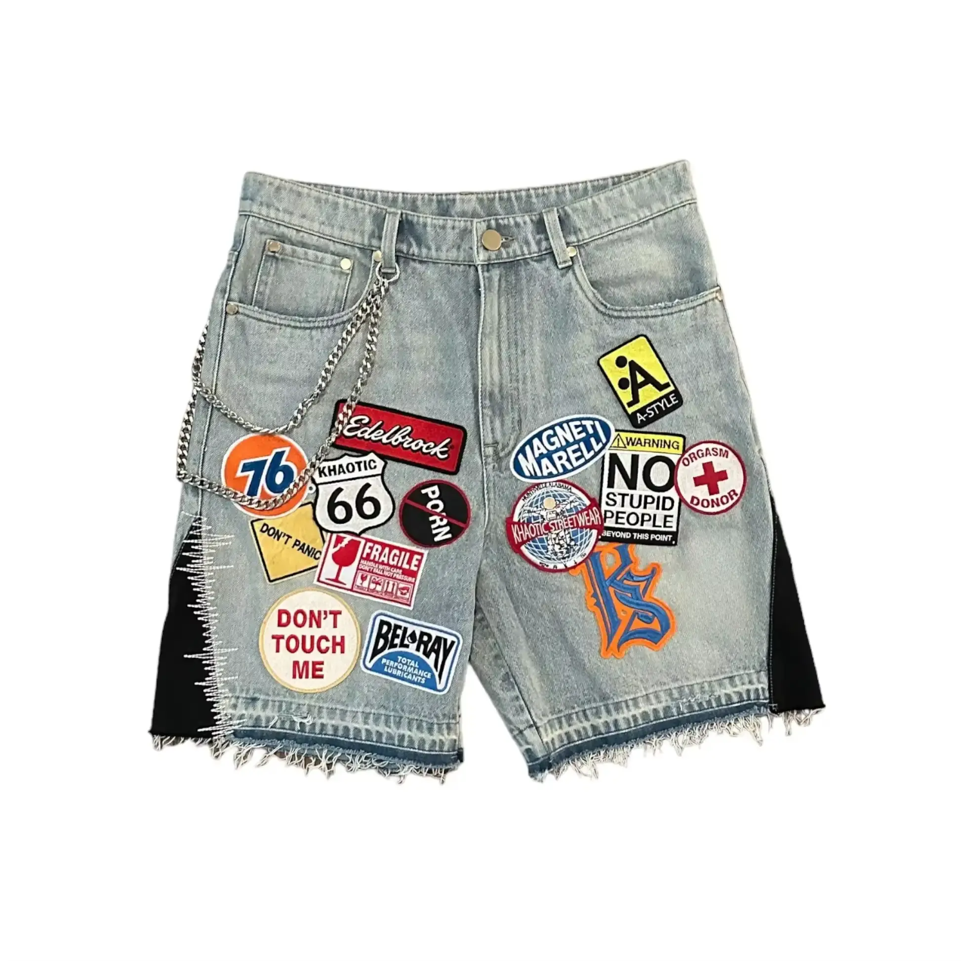 American Retro Denim Shorts Y2K Jeans Harajuku Hip Hop Cartoon Embroidery Retro Baggy Shorts Low Waist Sports Basketball Shorts
